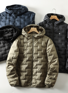 高端线！90鸭绒！秋冬男士时尚连帽全压胶分仓轻盈保暖羽绒服外套