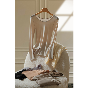 秋冬圆领亲肤透气打底衫 轻暖恒温发热肌底上衣 女款 显瘦 修身