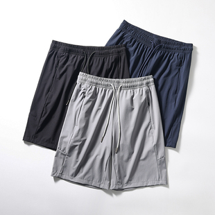 夏季 冰丝弹力 薄款 男士 运动苾备 户外松紧腰五分短裤 轻盈速干