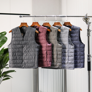 时尚 秋冬款 V领轻盈保暖羽绒马甲 轻量化防泼水面料 韩单情侣款