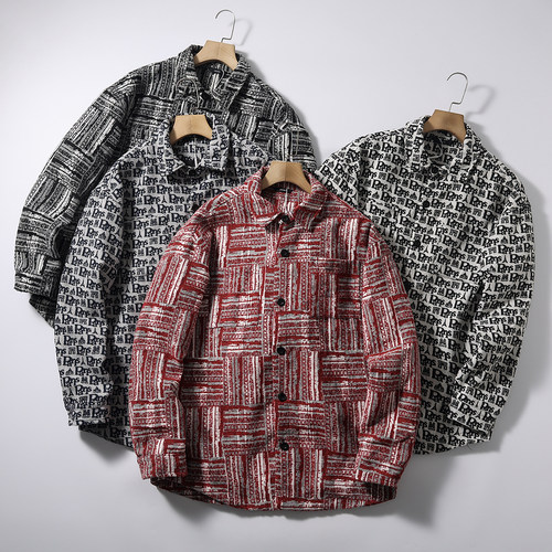 秋冬潮流撞色宽松廓形衬衫式夹克