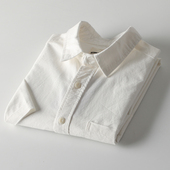 纯棉牛津纺简约宽松复古休闲百搭短袖 日系白衬衫 夏季 男衬衣潮男