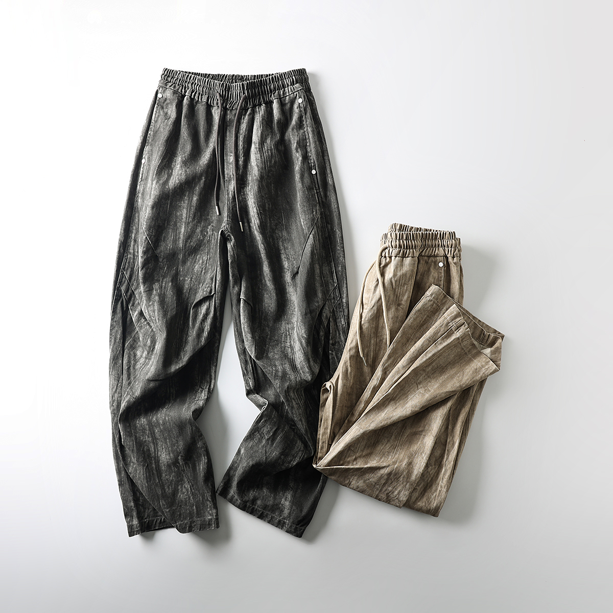 山系迷彩立体打褶斜纹全棉休闲裤