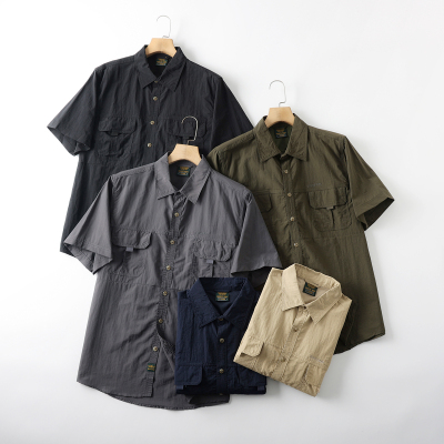 机能防水透气多口袋工装短袖衬衫