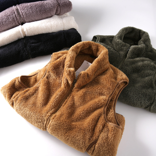 珊瑚绒 男士 高效保暖 秋冬季 立领纯色坎肩马甲背心 可配情侣