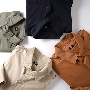 日单代工！简约小众！春季男士全棉水洗弹力百搭工装长袖衬衫上衣