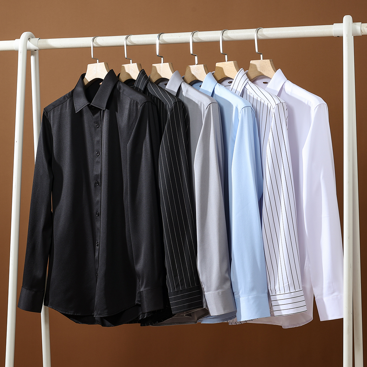 弹力抗皱透气亲肤商务长袖衬衫男