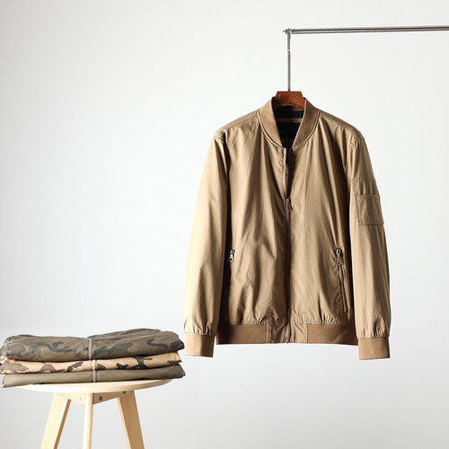 西班牙订单！梭织全棉！秋季新款男士棒球领迷彩休闲飞行夹克外套