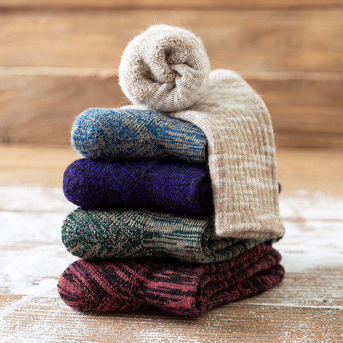 58绵羊毛！秋冬加厚保暖直筒袜男