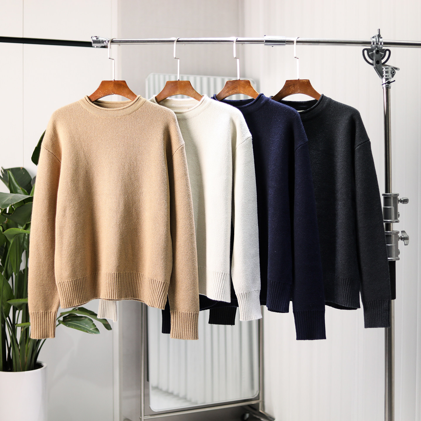 澳产超细羊毛！高捻双股纱！秋冬男士圆领复古卷边落肩针织衫毛衣,男装,针织衫/毛衣,淘宝优惠券,粉丝福利购,淘宝优惠卷