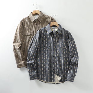 复古条绒 衬衫 满印碎花 情侣全棉休闲百搭长袖 秋冬款 宽松阔版