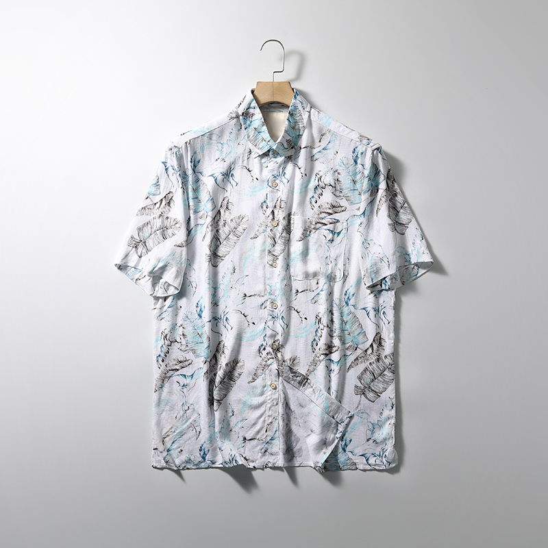 夏威夷海滩风柔软透气短袖衬衫男
