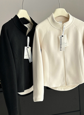 LU系！升级版小蛮腰！秋冬女款立领插肩长袖修身双面绒加厚短外套