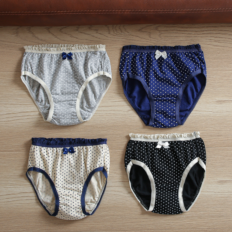 女童可爱波点花边全棉底裆内裤女