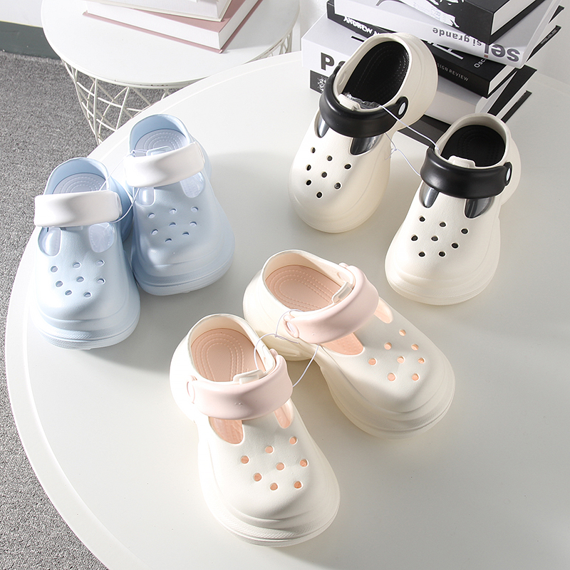 户外厚底洞洞鞋EVA防滑5cm拖鞋潮