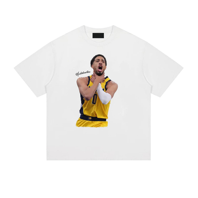 xbzwg泰里斯·哈利伯顿25年东决G1绝杀庆祝动作直喷印花短袖