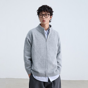 CEGFFH美式复古立领双头拉链开衫毛衣外套男女潮牌宽松针织衫上衣