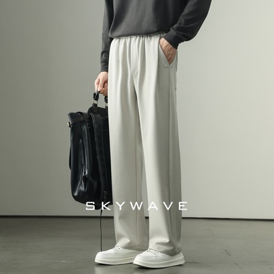 肌理感竹节纹直筒休闲裤男秋季新款轻奢宽松垂坠感易打理百搭长裤