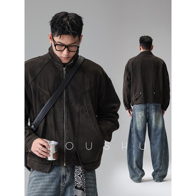 YOUSHU「废土解构」水洗复古做旧美式潮牌夹克男秋重工卡哈特外套