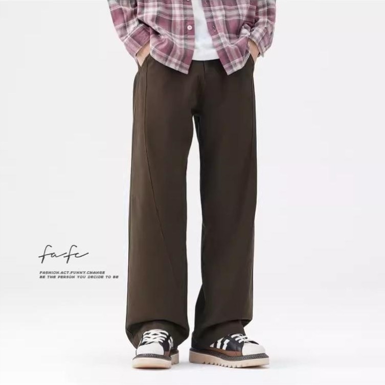 FAFC秋冬季美式复古重磅纯棉休闲裤潮牌宽松直筒阔腿弯刀长裤男款