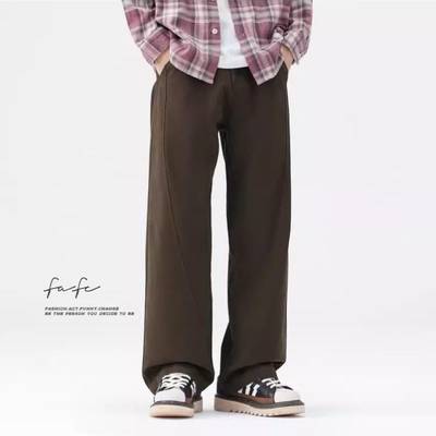 FAFC秋冬季美式复古重磅纯棉休闲裤潮牌宽松直筒阔腿弯刀长裤男款