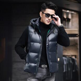 2024秋冬季新款加厚连帽羽绒马甲男中年爸爸冬装背心短款保暖外套