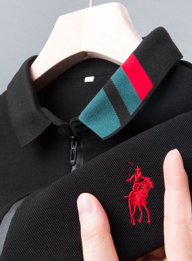 长袖t恤男士POLO衫中年爸爸po1o春秋装p0lo上衣服plol纯棉paolo