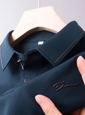 男士POLO衫短袖T恤中年plol爸爸夏装pro冰丝破楼poto上衣pilo