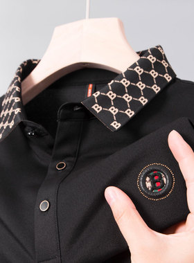 中年男士polo衫短袖T恤plol冰丝光棉爸爸夏装衬衣领poli上衣poor