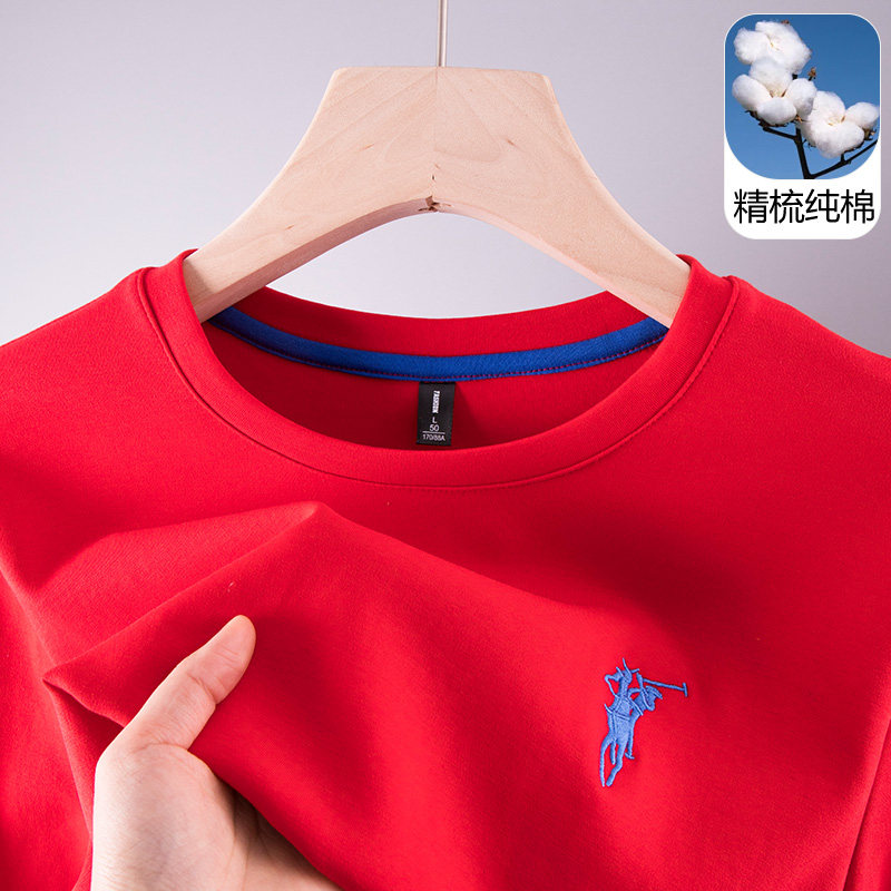 男士polo衫长袖t恤春秋冬纯棉上衣服卫衣打底圆领爸爸装上衣体恤