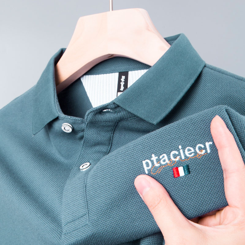 中年男人短袖polo衫纯色纯棉