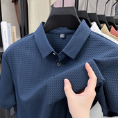 男士 中年爸爸装 凉感短袖 冰丝网眼 t恤夏季 2025新款 翻领polo衫 上衣