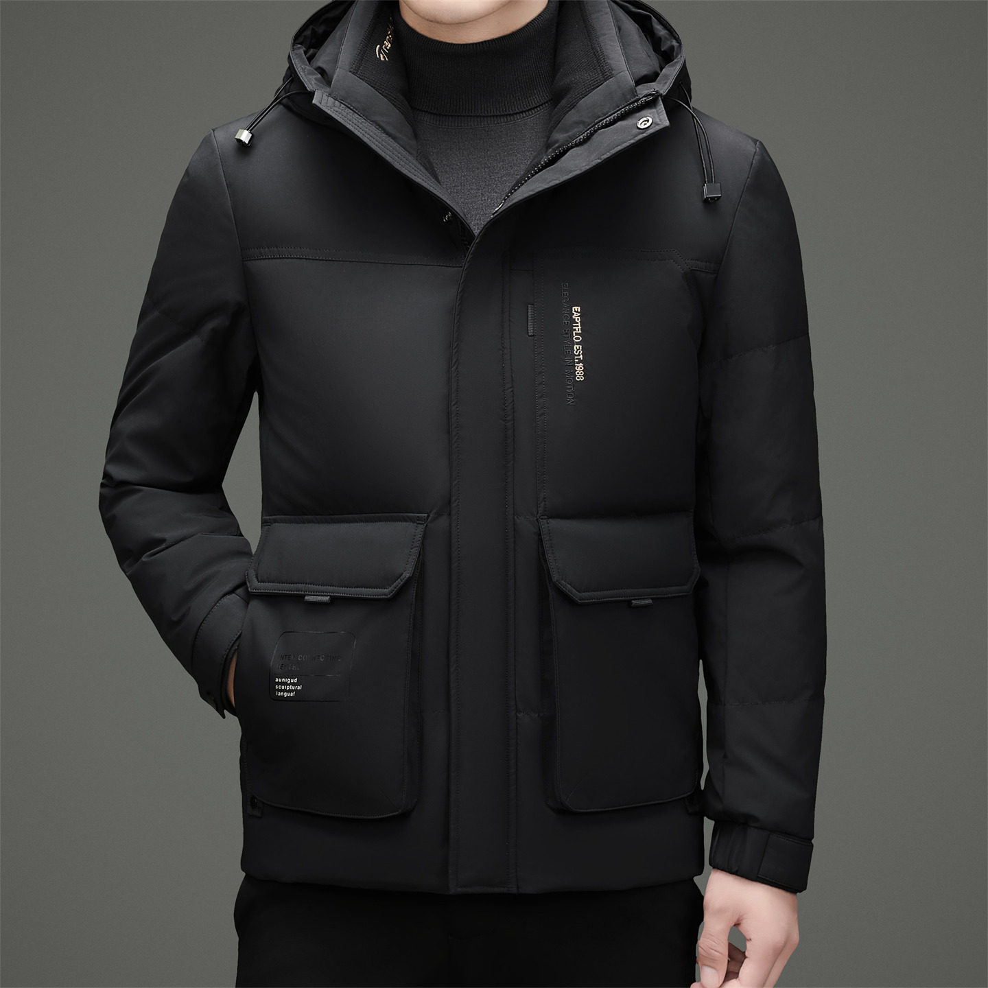 男士新款中长款羽绒服中年爸爸冬装冲锋衣面包服外套2025冬季保暖