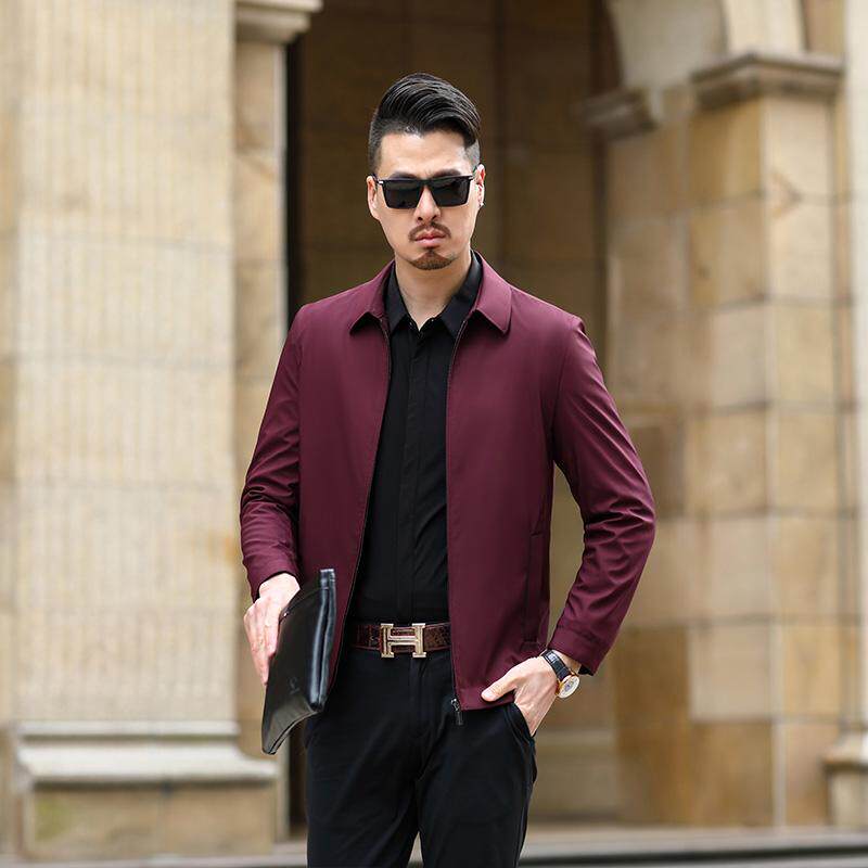 男士上衣服外套喜公公结婚宴本命年红色婚礼服爸爸装春秋冬季夹克