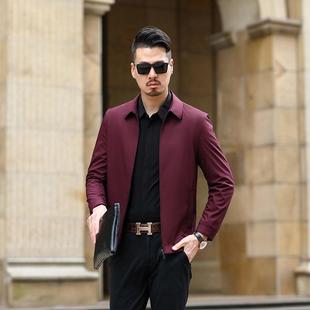 男士上衣服外套喜公公结婚宴本命年红色婚礼服爸爸装春秋冬季夹克