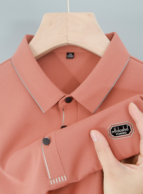 男士短袖T恤冰丝轻奢poor中年爸爸夏装polo衫poli父亲上衣