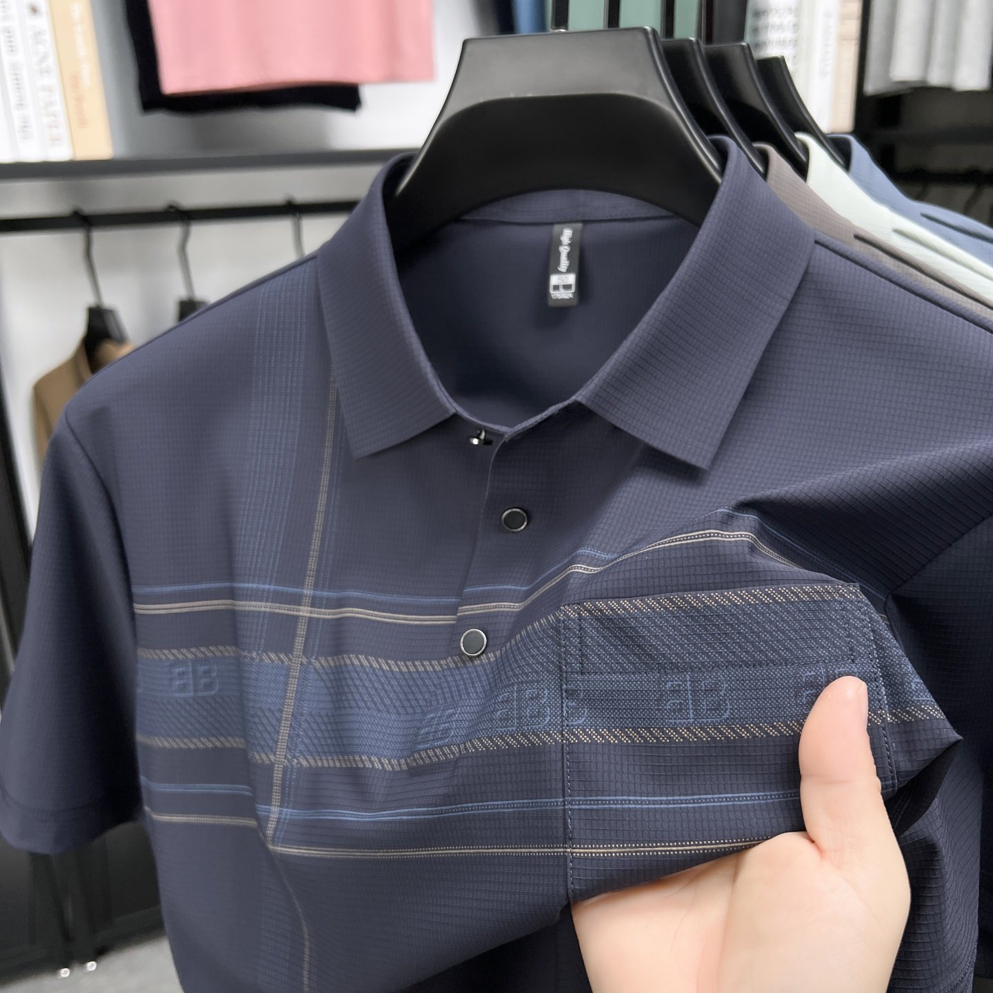 真口袋~男士夏季新款冰丝短袖T恤中年爸爸装翻领polo衫半袖上衣服