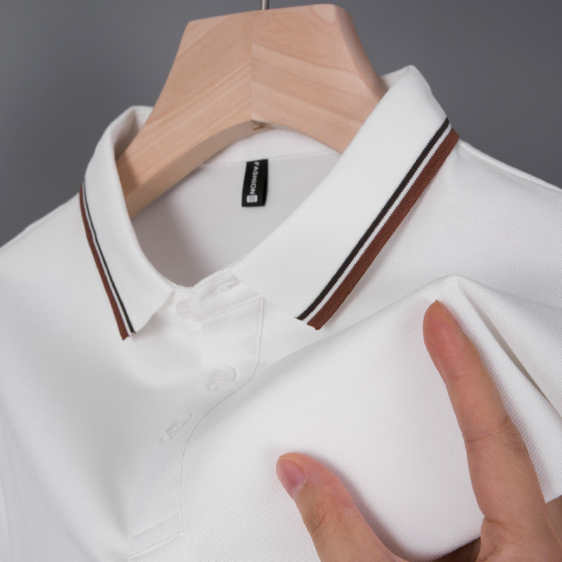 中年男士爸爸夏装短袖T恤翻有领