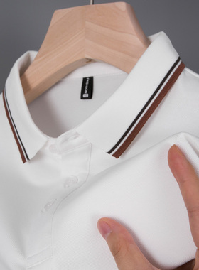 中年男士polo衫短袖t恤冰丝光棉paolo爸爸夏装poli上衣服plol