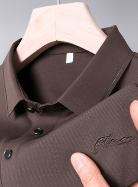 中年男士POLO衫短袖t恤p0lo爸爸夏装冰丝衬衫领plol上衣