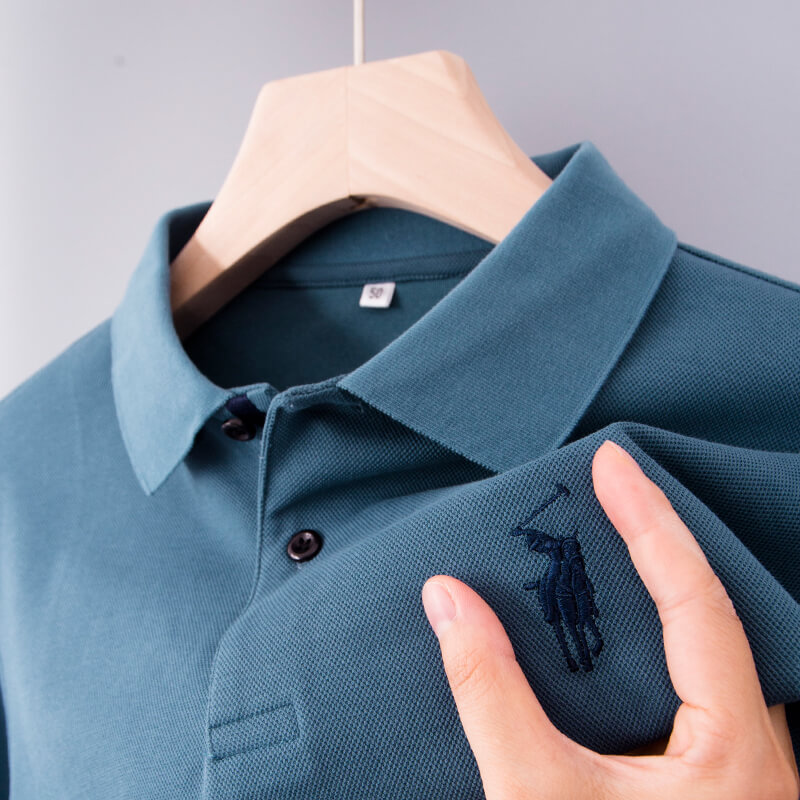 男士长袖t恤爸爸春秋装刺绣上衣