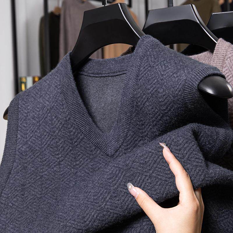 2024男士针织打底马甲中老年爸爸装毛衣秋冬季新款50岁60套头背心