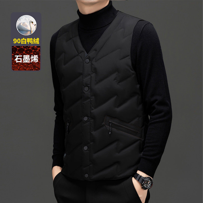 中年男士马夹甲外套背心外穿贴身轻薄羽绒马甲爸爸秋冬装打底上衣