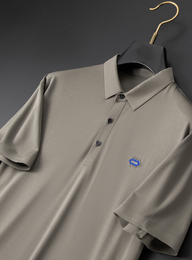 中年男士冰丝无痕上衣顾短袖夏季polo衫翻领爸爸夏装plol透气体恤