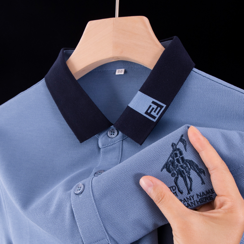 男士短袖T恤polo衫战马刺绣上衣