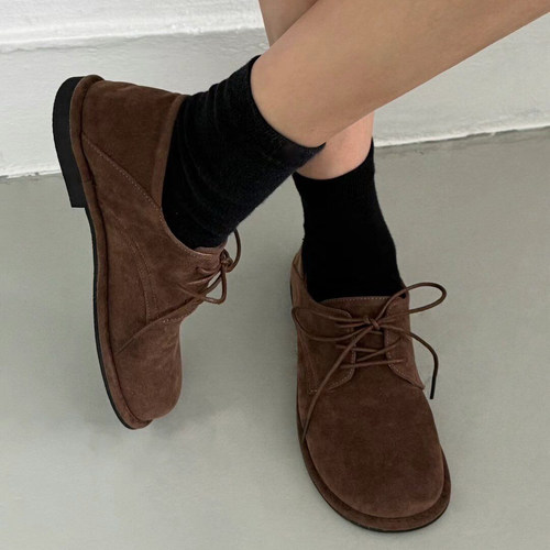 现苏木槿可爱复古休闲圆头平底两穿低帮单鞋女2025秋新款百搭学生