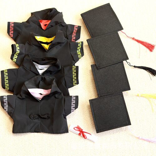 毕业服博士帽学士服套装毛绒玩具小娃娃公仔衣服帽子服饰DIY礼物