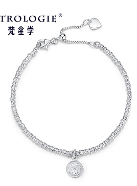 AS浮雕酋长人像钱币手链女S925纯银雕刻路路通手串简约复古文艺