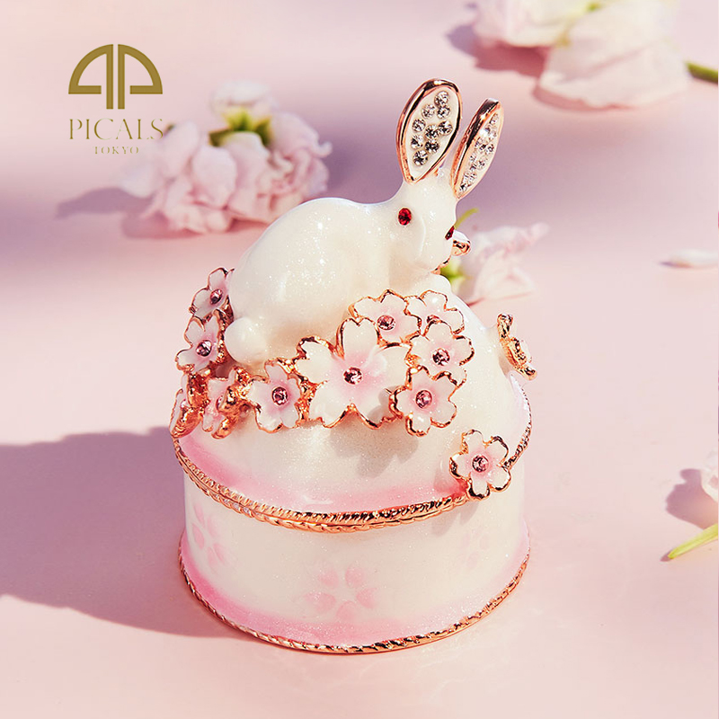 日本picals兔子樱花首饰盒