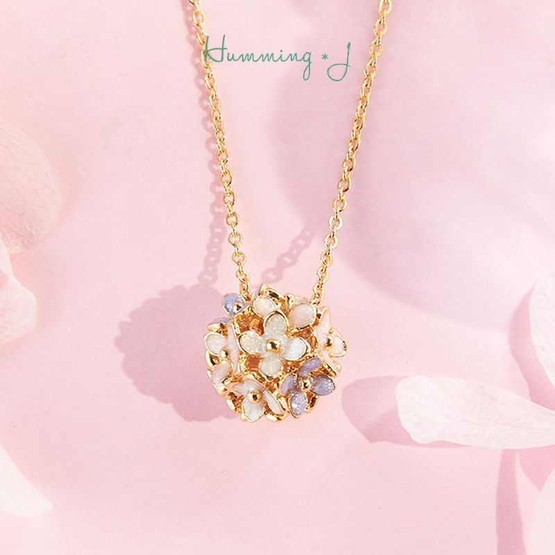 珐琅彩四叶草耳钉颈饰镀金